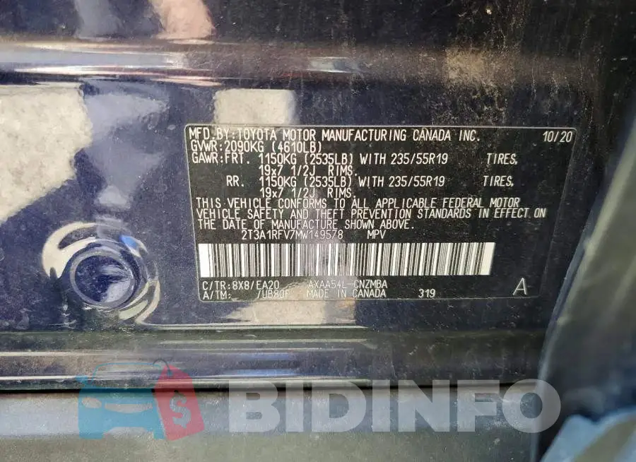 2T3A1RFV7MW149578 Photo# 13
