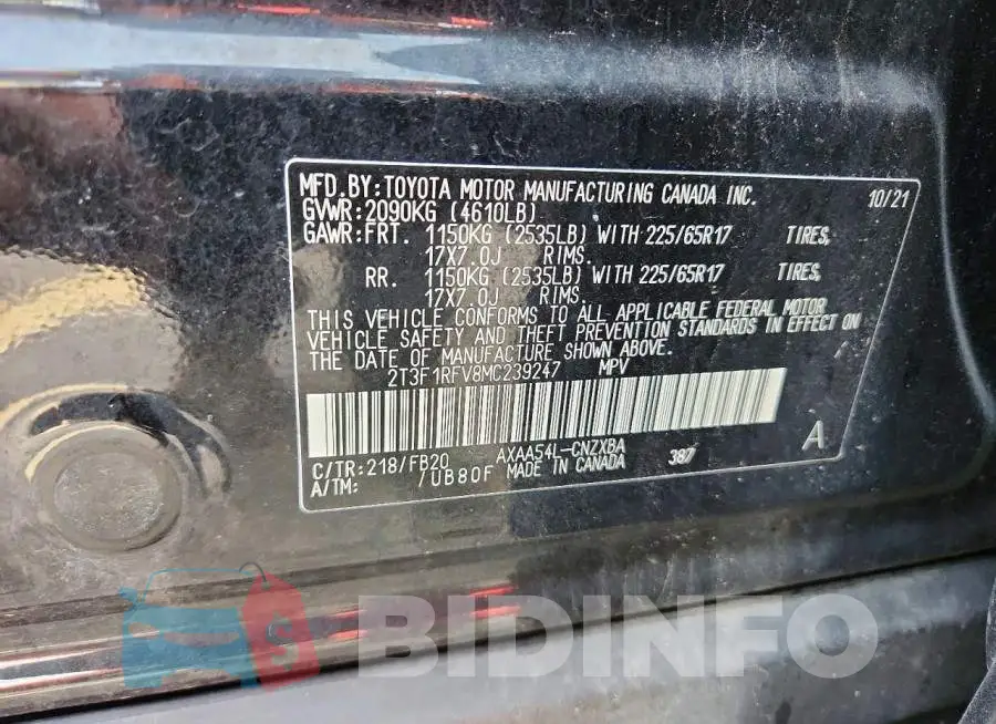 2T3F1RFV8MC239247 Photo# 13