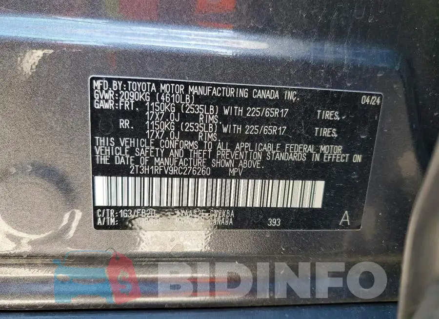 2T3H1RFV9RC276260 Photo# 13