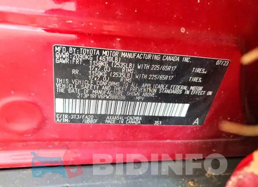 2T3P1RFV6PW388098 Photo# 13