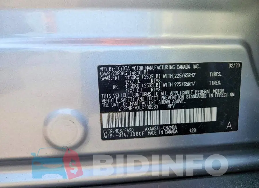 2T3P1RFVXLC100983 Photo# 13