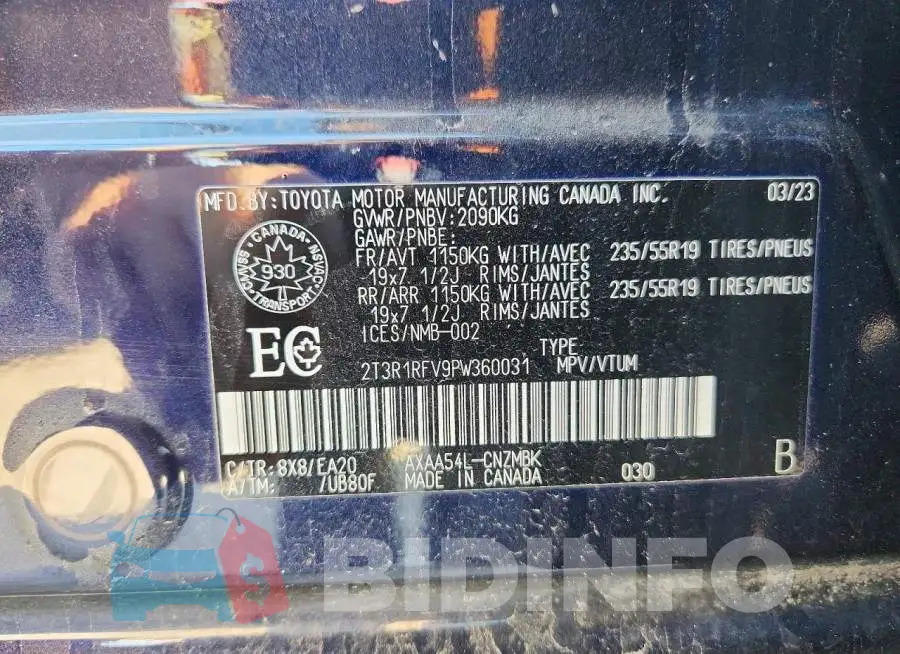 2T3R1RFV9PW360031 Photo# 13