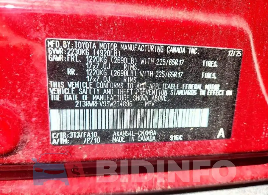 2T3RWRFV9SW294896 Photo# 13