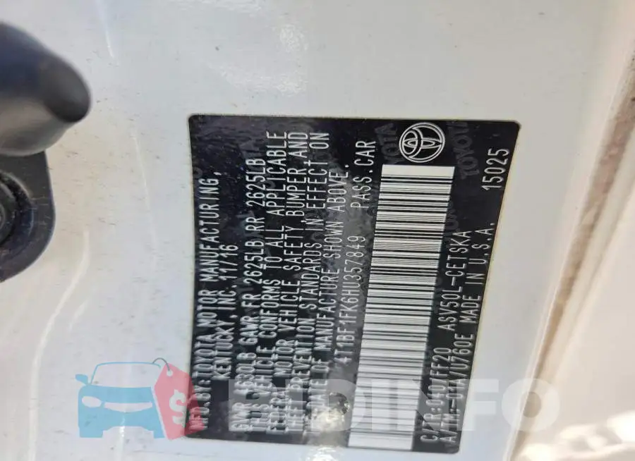 4T1BF1FK6HU357849 Photo# 12