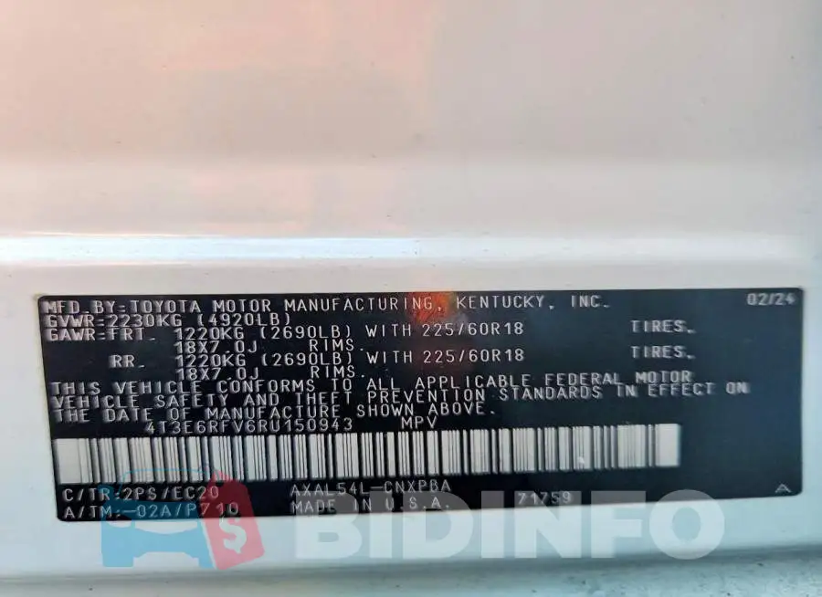 4T3E6RFV6RU150943 Photo# 13