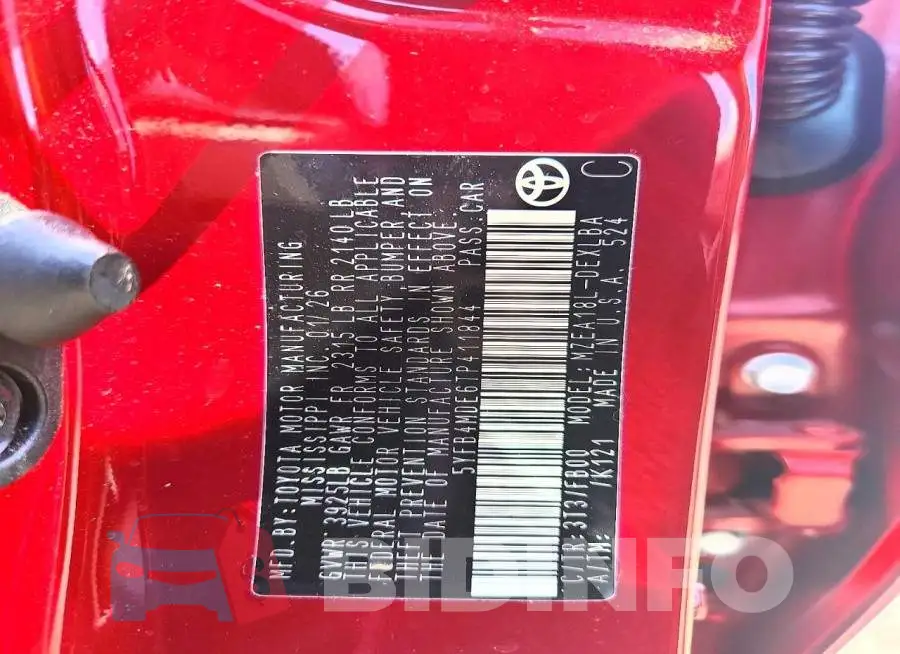 5YFB4MDE6TP411844 Photo# 12