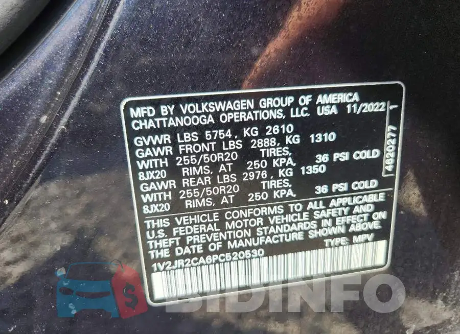 1V2JR2CA6PC520530 Photo# 13