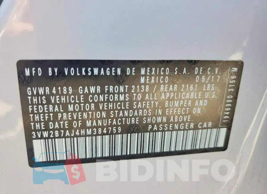 3VW2B7AJ4HM384759 Photo# 12