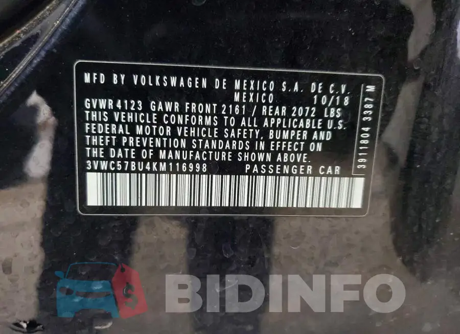 3VWC57BU4KM116998 Photo# 12