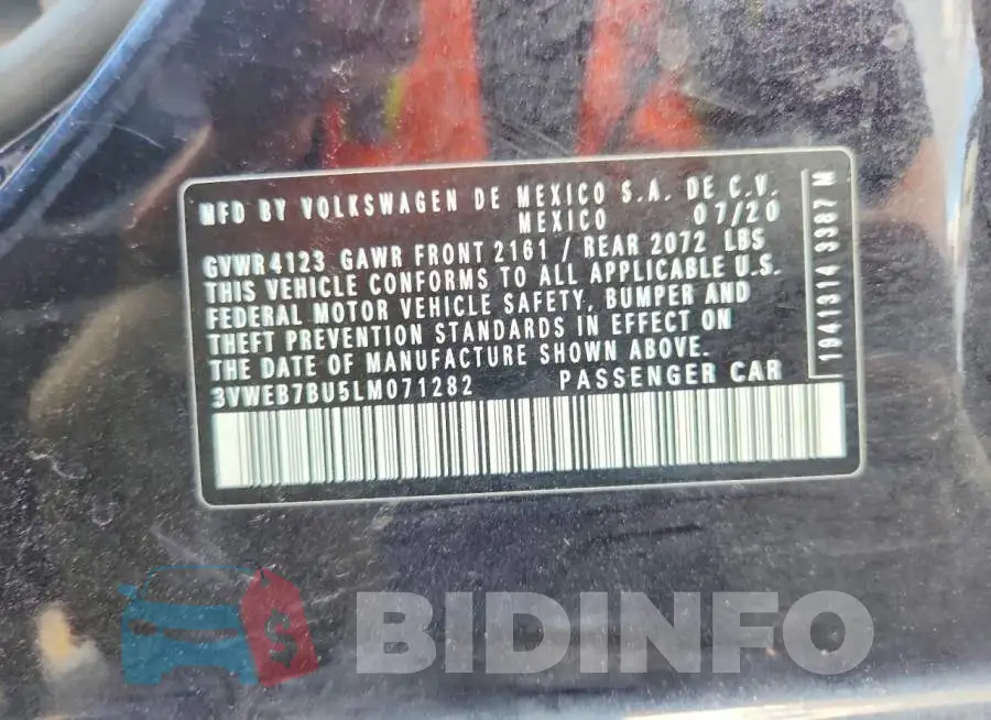 3VWEB7BU5LM071282 Photo# 12