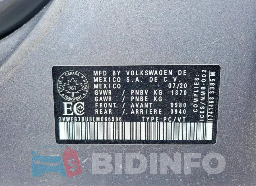3VWEB7BU8LM066996 Photo# 13