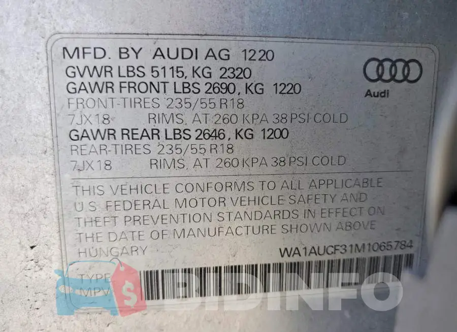 WA1AUCF31M1065784 Photo# 13
