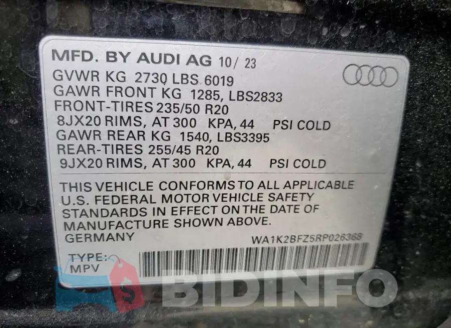 WA1K2BFZ5RP026368 Photo# 14