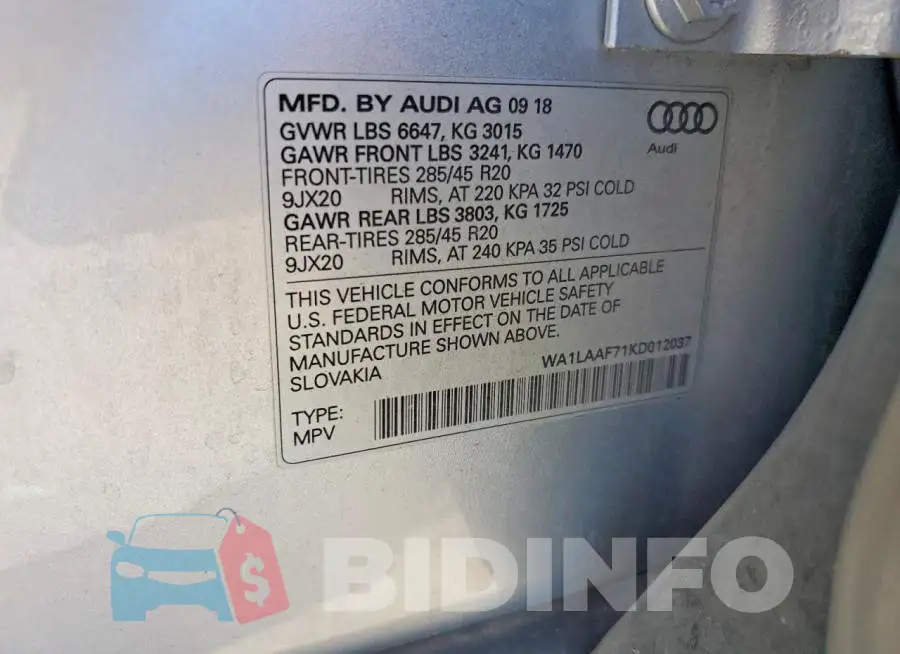 WA1LAAF71KD012037 Photo# 13