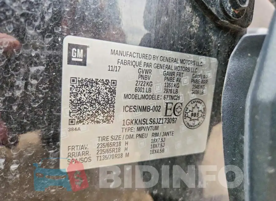 1GKKNSLS6JZ173087 Photo# 13