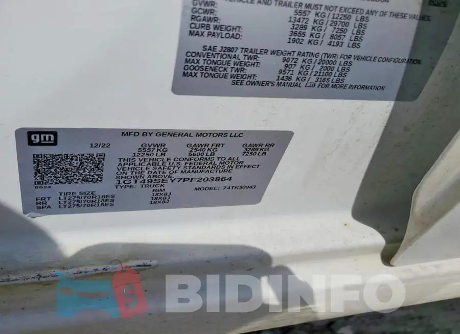 1GT49SEY7PF203864 Photo# 12