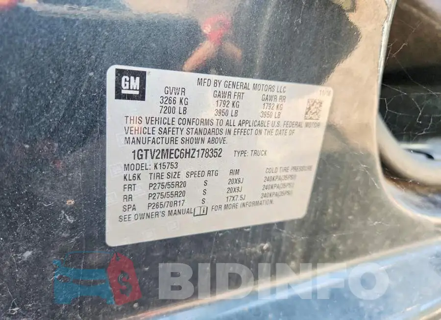 1GTV2MEC6HZ178352 Photo# 12