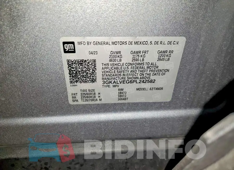 3GKALVEG6PL242582 Photo# 13