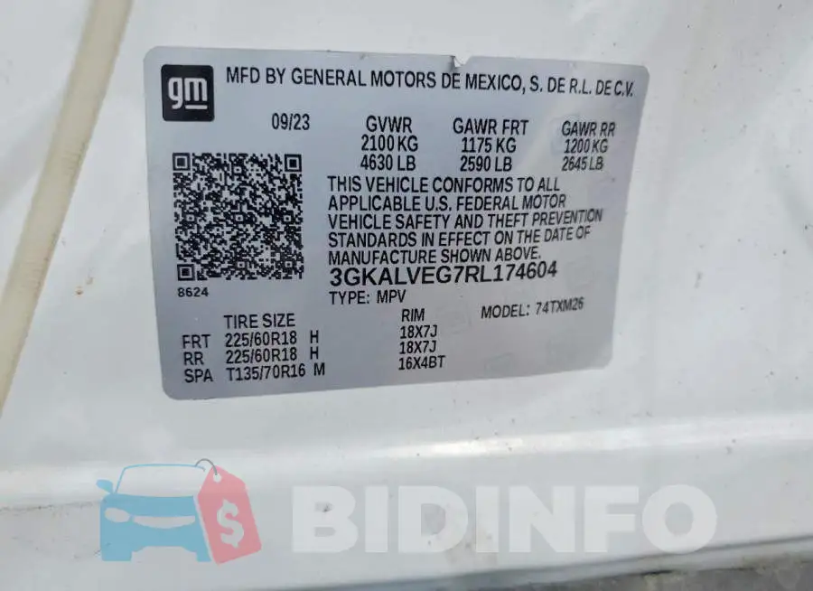 3GKALVEG7RL174604 Photo# 13