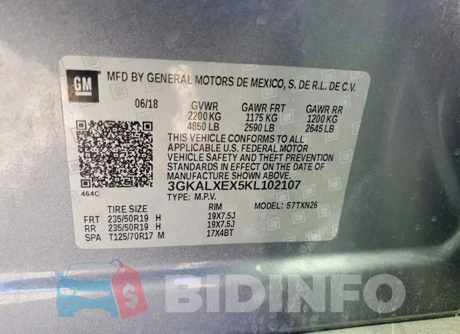 3GKALXEX5KL102107 Photo# 13