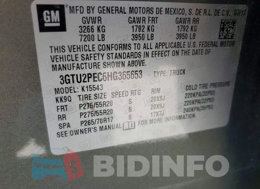 3GTU2PEC6HG365653 Photo# 13