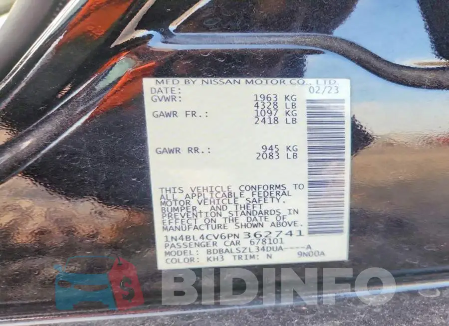 1N4BL4CV6PN362741 Photo# 12