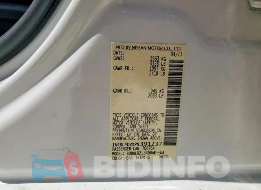 1N4BL4DVXPN391237 Photo# 13