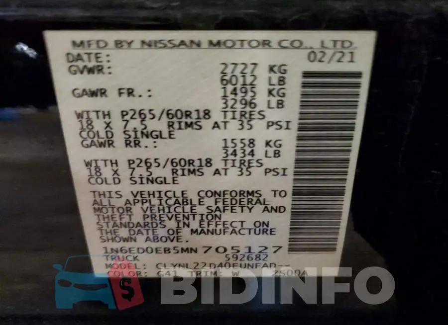1N6ED0EB5MN705127 Photo# 12