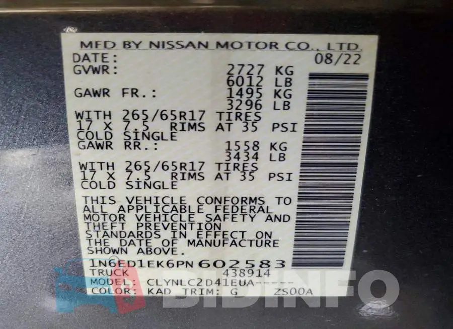 1N6ED1EK6PN602583 Photo# 14
