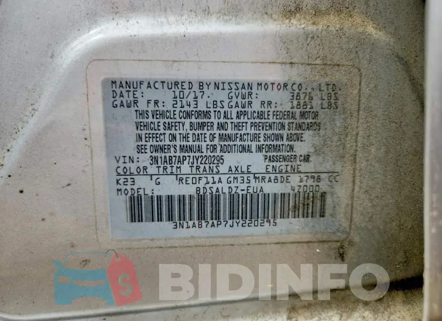 3N1AB7AP7JY220295 Photo# 13