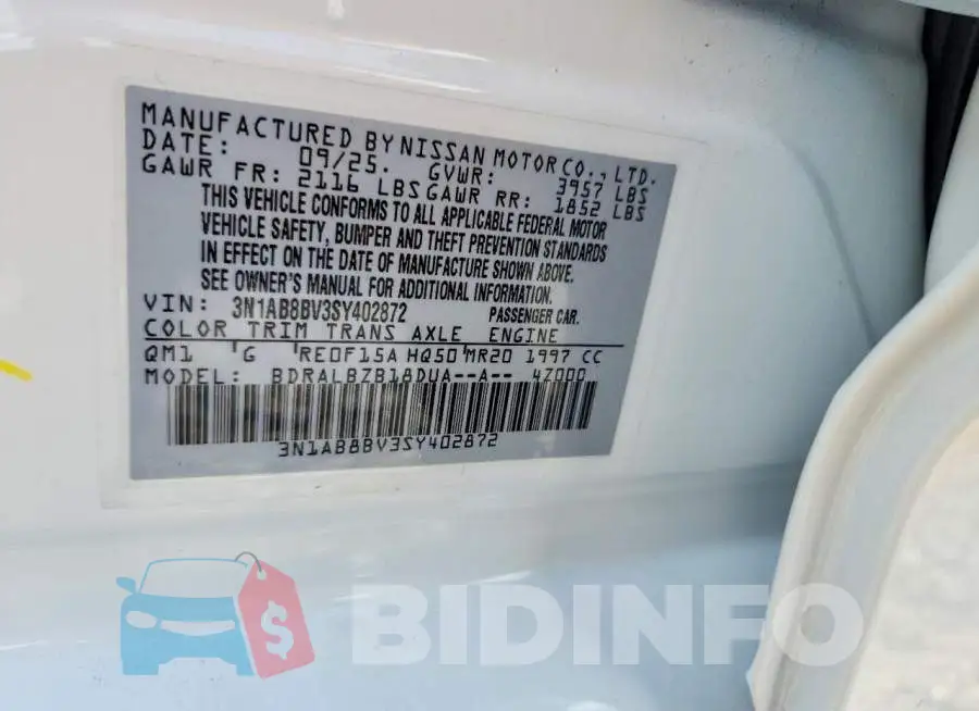 3N1AB8BV3SY402872 Photo# 13