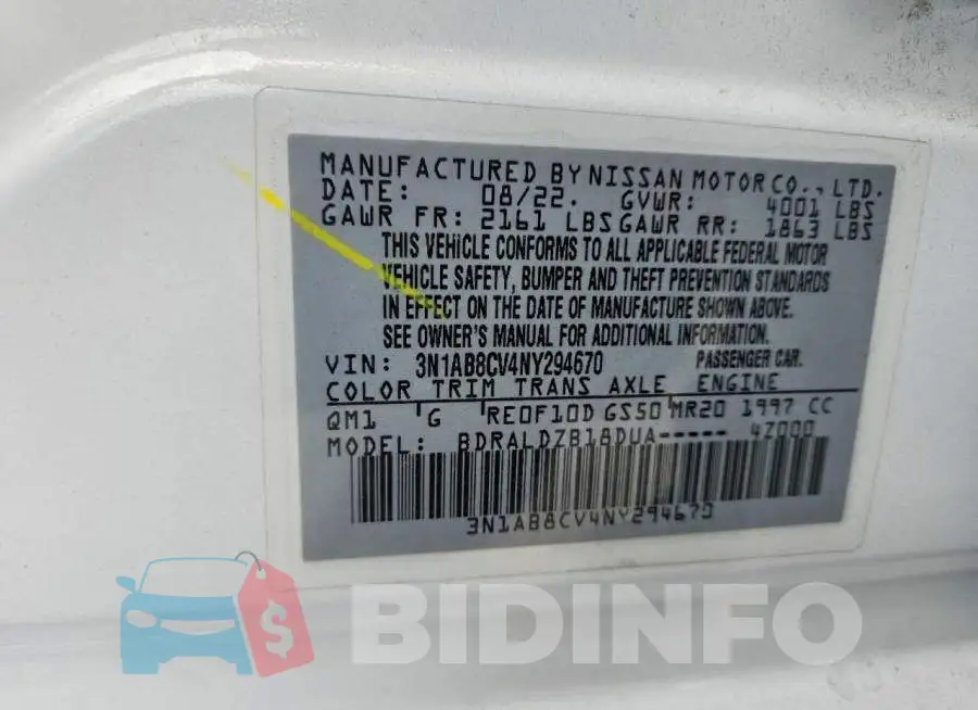 3N1AB8CV4NY294670 Photo# 12