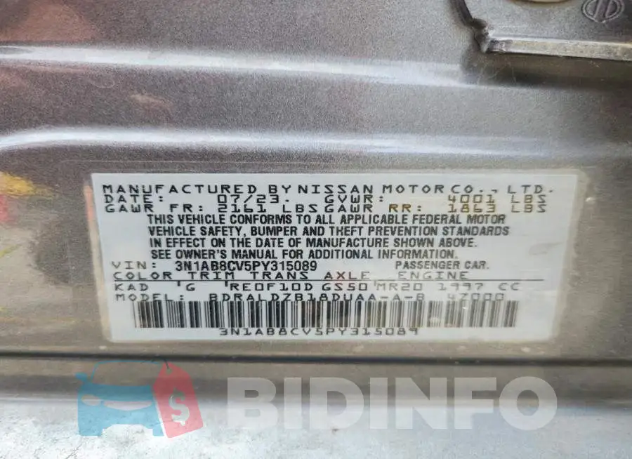 3N1AB8CV5PY315089 Photo# 12