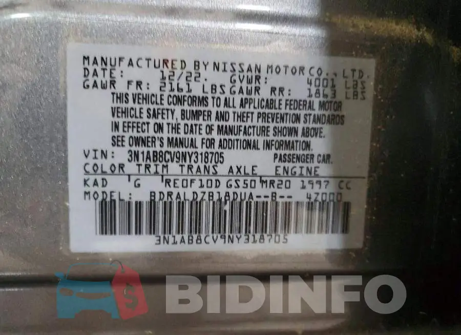3N1AB8CV9NY318705 Photo# 13