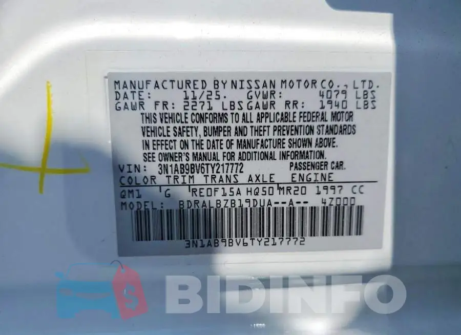 3N1AB9BV6TY217772 Photo# 12