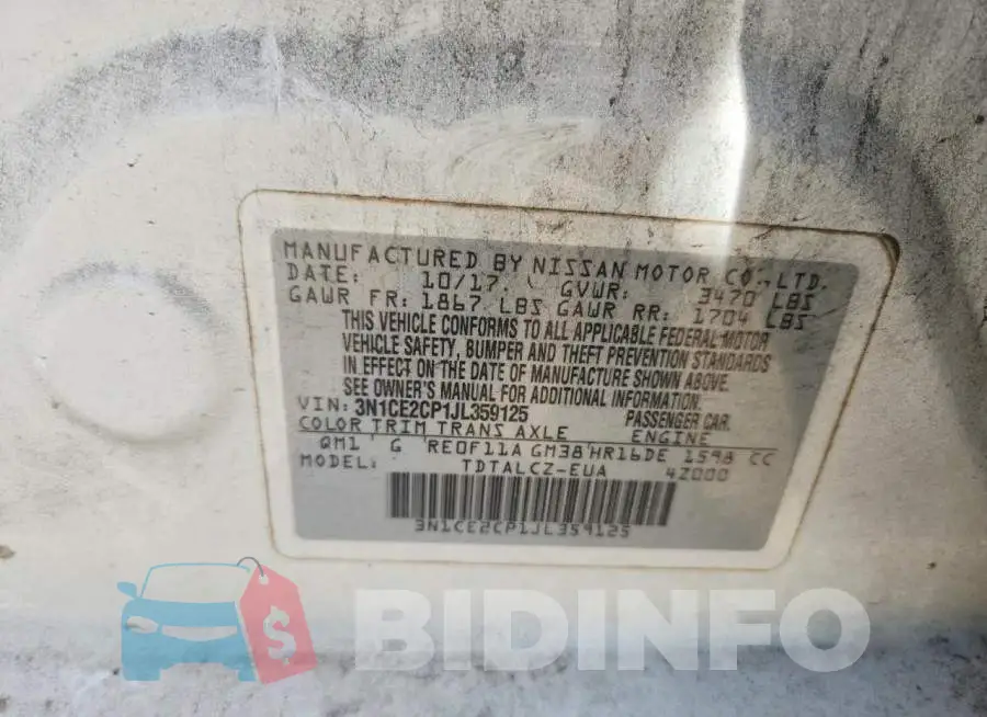 3N1CE2CP1JL359125 Photo# 12