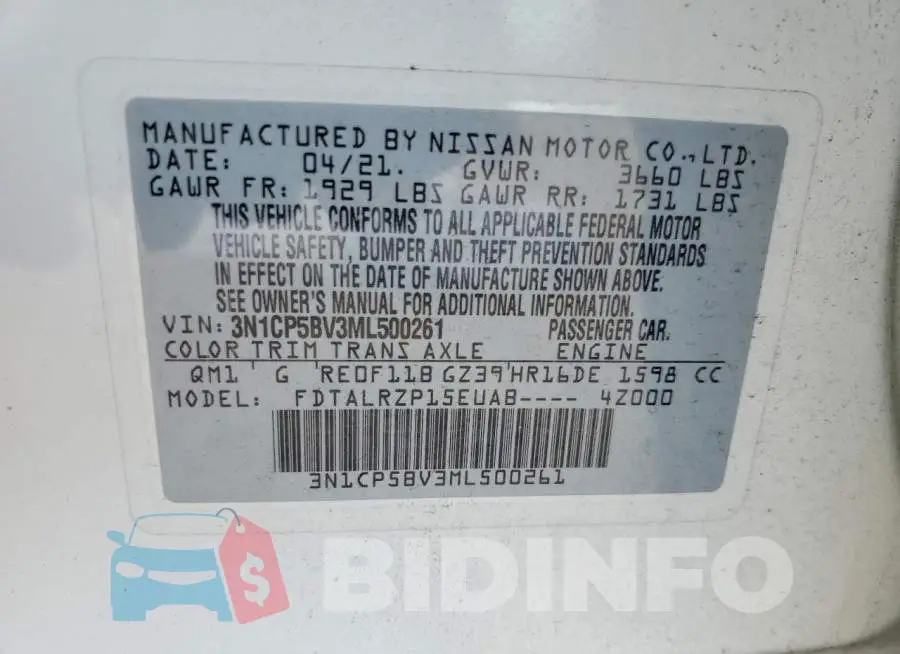3N1CP5BV3ML500261 Photo# 12