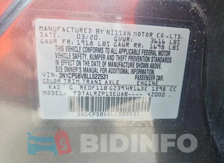 3N1CP5BV8LL522531 Photo# 14