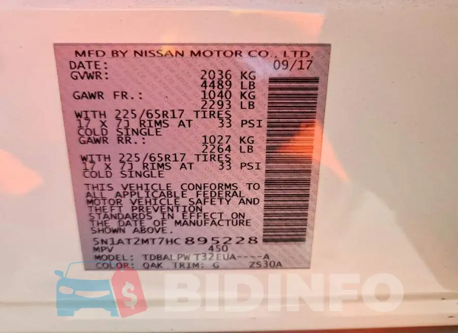 5N1AT2MT7HC895228 Photo# 12