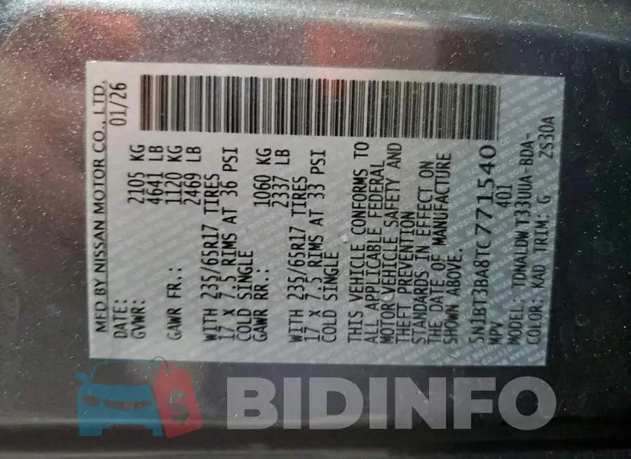 5N1BT3BA8TC771540 Photo# 13