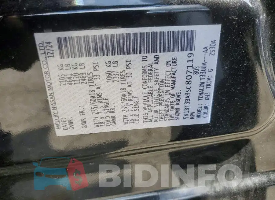 5N1BT3BA9SC807119 Photo# 13