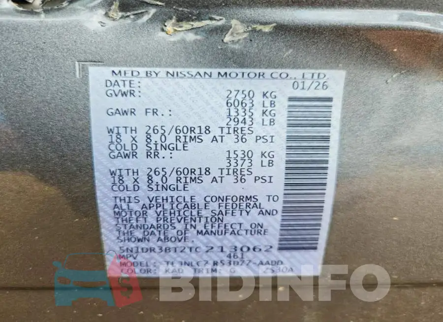 5N1DR3BT2TC213062 Photo# 13