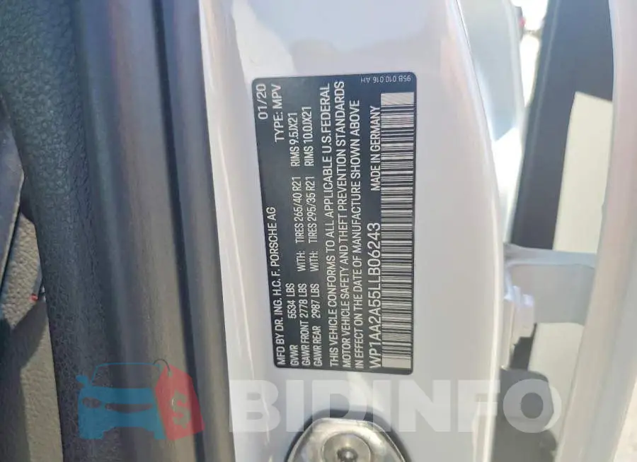 WP1AA2A55LLB06243 Photo# 13