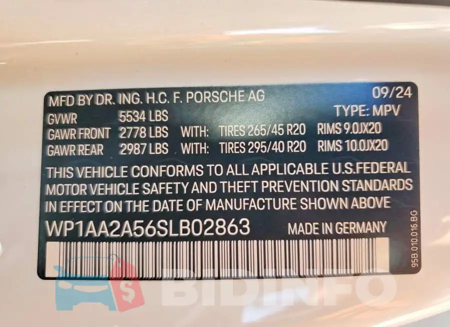 WP1AA2A56SLB02863 Photo# 14