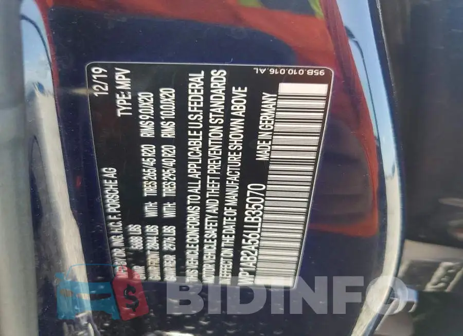 WP1AB2A56LLB35070 Photo# 12