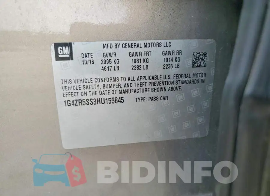 1G4ZR5SS3HU155845 Photo# 12