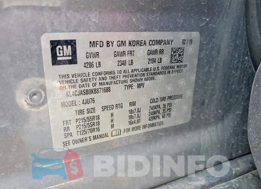 KL4CJASB0KB871688 Photo# 13