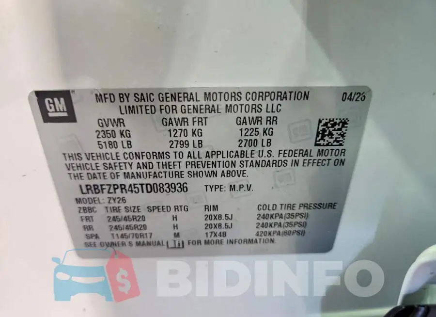LRBFZPR45TD083936 Photo# 14