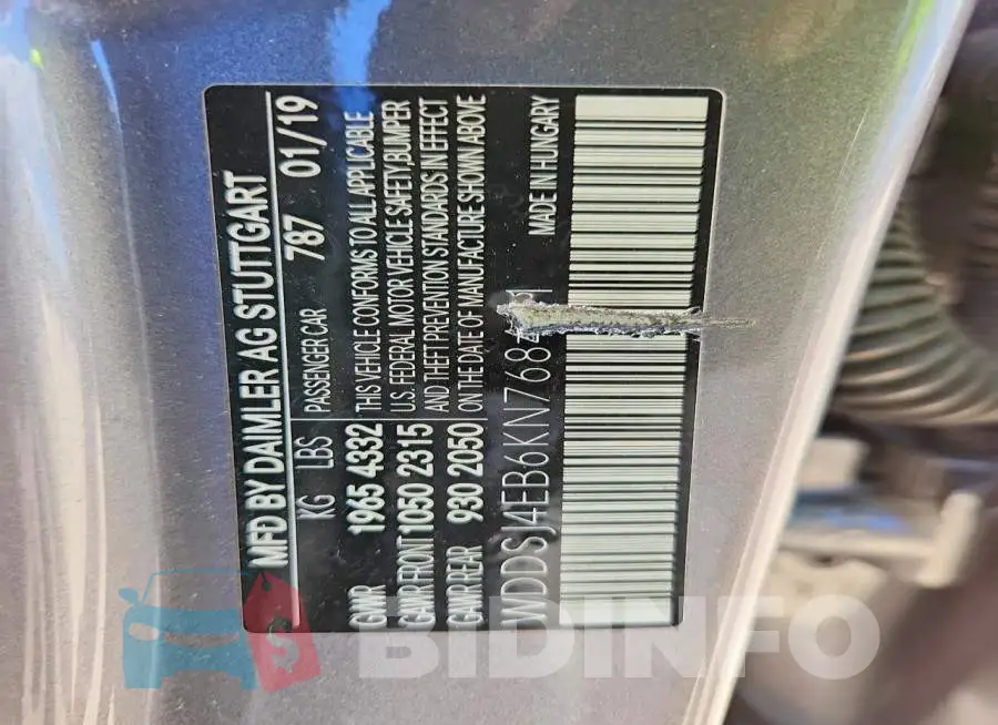 WDDSJ4EB6KN768441 Photo# 12