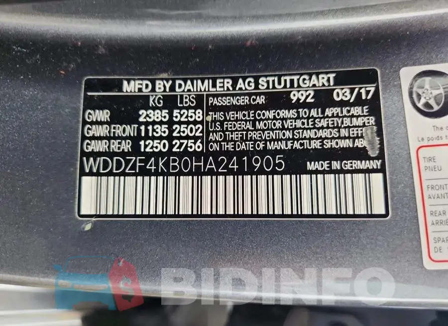 WDDZF4KB0HA241905 Photo# 12